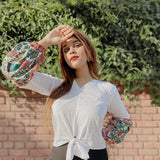Madhubani Art With Embroidery White Khadi Top