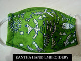 Green Kantha Embroidered Masks