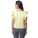 Kantha Embroidered Light Yellow Top