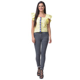 Kantha Embroidered Light Yellow Top