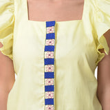 Kantha Embroidered Light Yellow Top