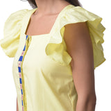 Kantha Embroidered Light Yellow Top