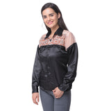 Black & Peach Kantha Embroidered Shirt