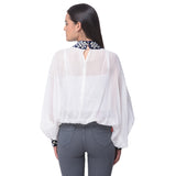 White Gota Patti Sheer Top