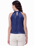 Navi Blue Madhbani Painted Bow Style Top