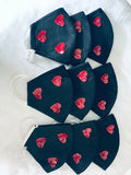 Glitter Heart Motif Black Mask