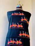 Black Kantha Hand Embroidered Unstitched Kurti