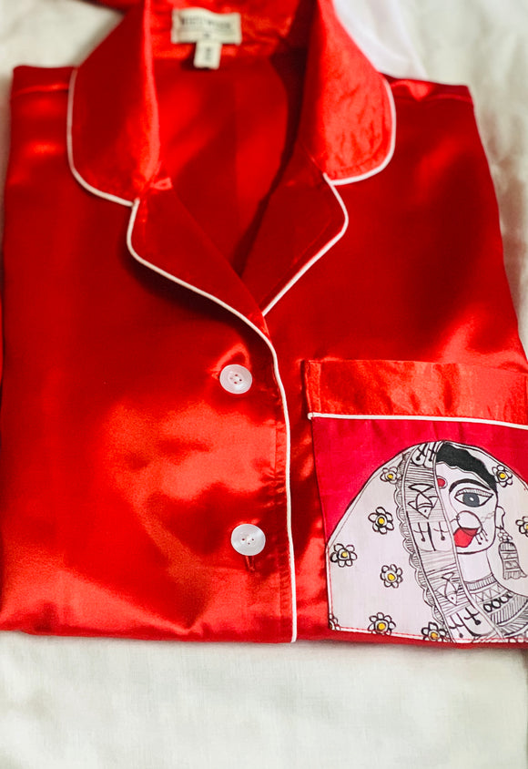 Madhubani Painted Statement Night-Suit