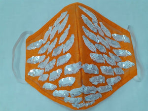 Orange Glittery Motifs Masks