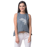 Grey Hand Embroidered Top