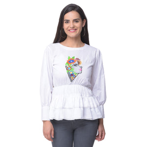 White Khadi Embroidered Top