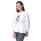 White Khadi Embroidered Top