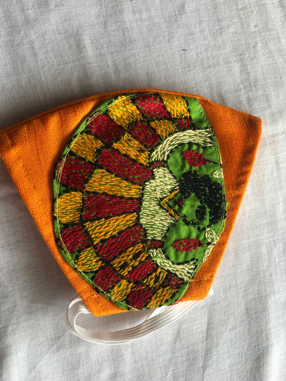Orange Kantha Motif Mask
