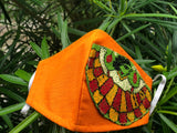 Orange Kantha Motif Mask