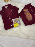 Madhubani painted Maroon velvet night suit