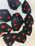 Glitter Heart Motif Black Mask