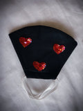 Glitter Heart Motif Black Mask