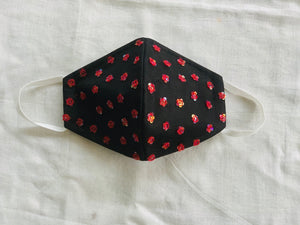 Floral glitter motif black mask
