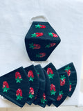 Strawberry Glittery Motif Black Masks
