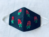 Strawberry Glittery Motif Black Masks