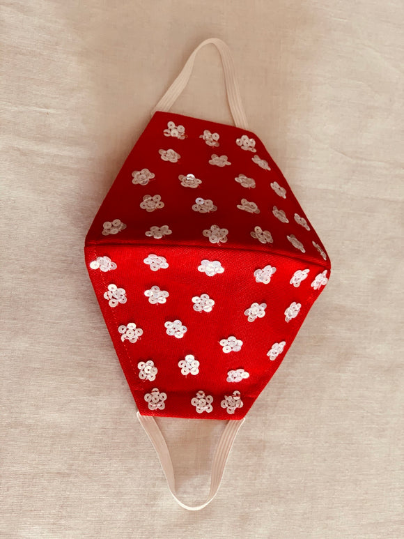 Floral Glittery Red Masks