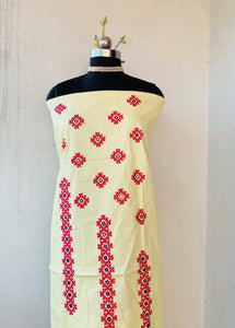Yellow Sindhi Mirror Artwork Unstitched Kurti