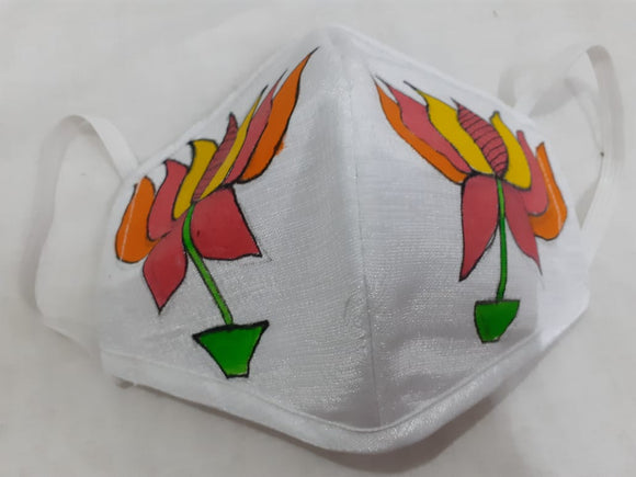 Lotus Motif White Mask
