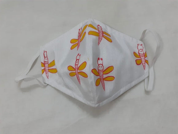 Yellow Butterflies Motif White Mask